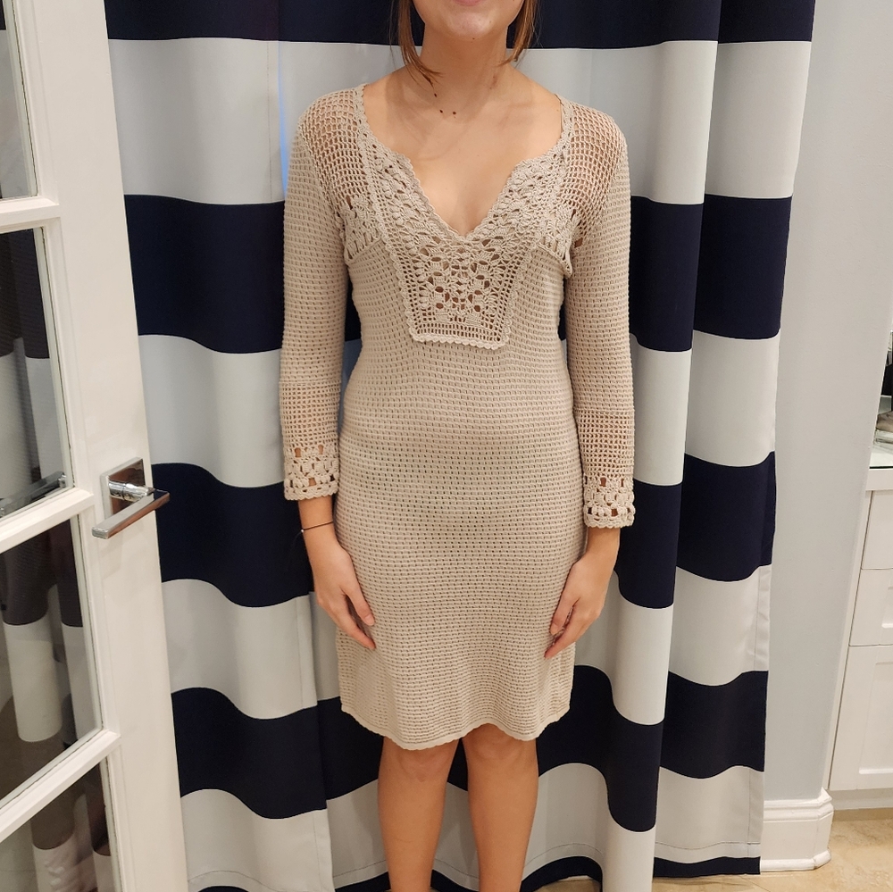 BCBGeneration Crochet Dress, Tan Color, Size XS